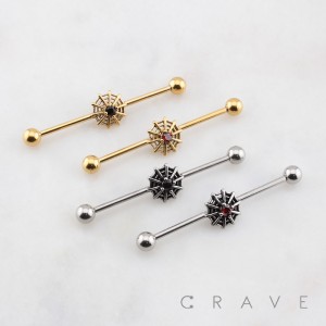 SPIDER WEB (HALLOWEEN) 316L SURGICAL STEEL INDUSTRIAL BARBELL